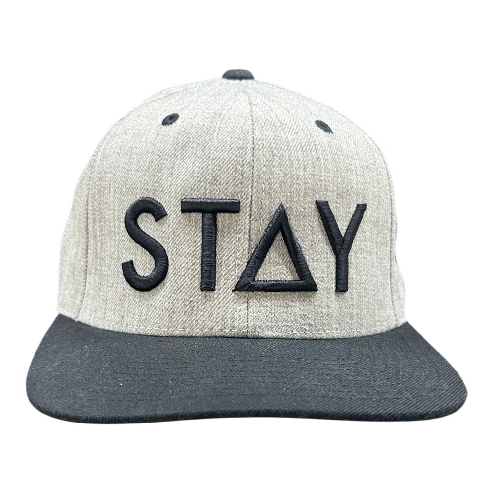 Stay Anchored Snapback Hat Heather Gray Black 3D Puff Logo Flat Brim Streetwear